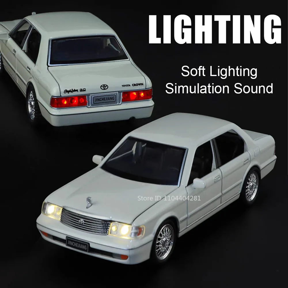 1:32 Crown GR86 Diecast Alloy Miniature Model Toys Car with Sound Light Pull Back 6 Doors Opened Vehices Children Christmas Gift