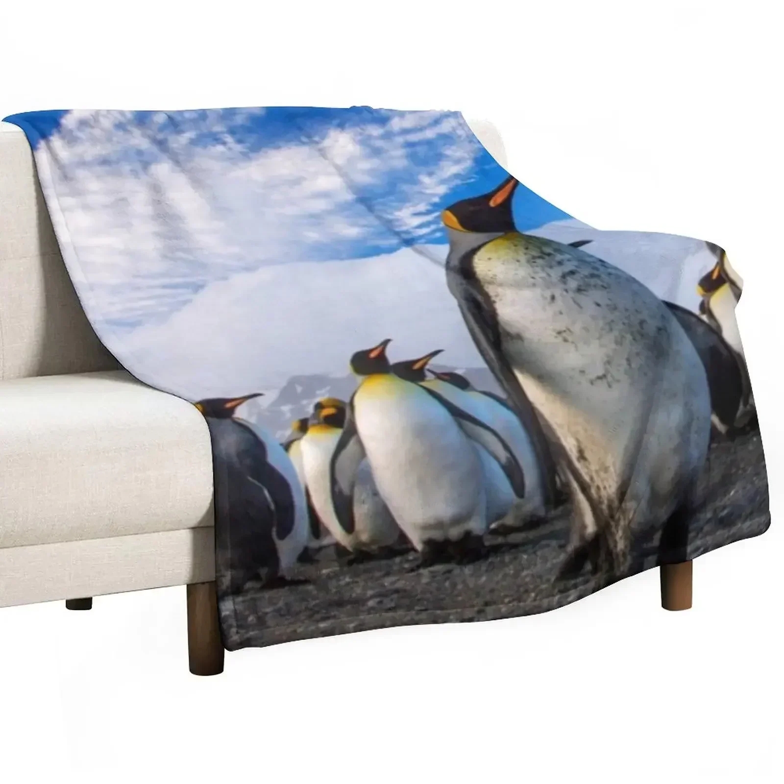 New Penguins Marching Blue Sky Throw Blanket warm for winter Cute Weighted Bed Fashionable Blankets