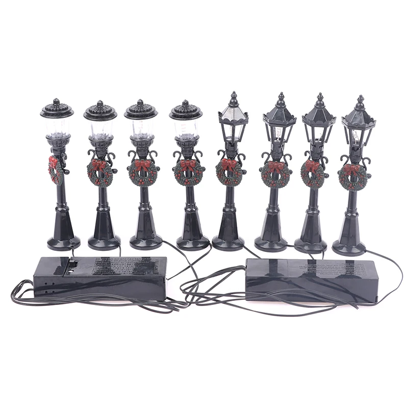 

4PCS/Set Christmas Mini Street Light Models Dollhouse Miniature Streetlight Micro Landscape Fairy Garden Decoration Accessories