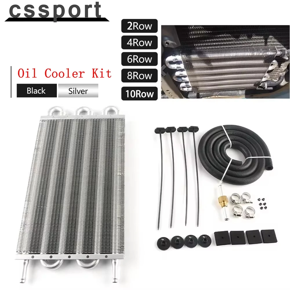 2 Row 4 Row 6 Row 8 Row 10 Row Universal Aluminum Remote Transmission Oil Cooler Auto-Manual Radiator Converter Kit TOC-1001