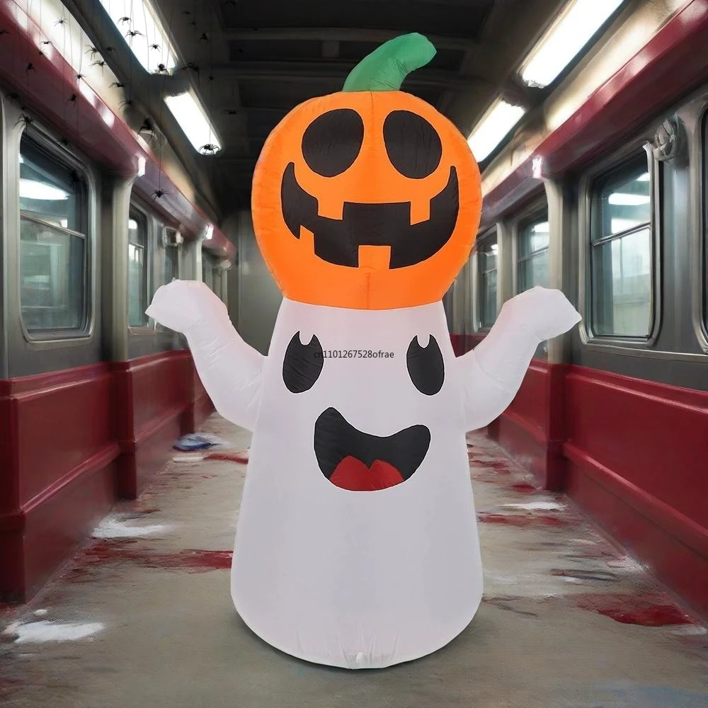 4.92FT Pumpkin Ghost Inflatable Toys Halloween Inflatable Model With LED Light Outdoor Party Garden Lawn Festival Decoration