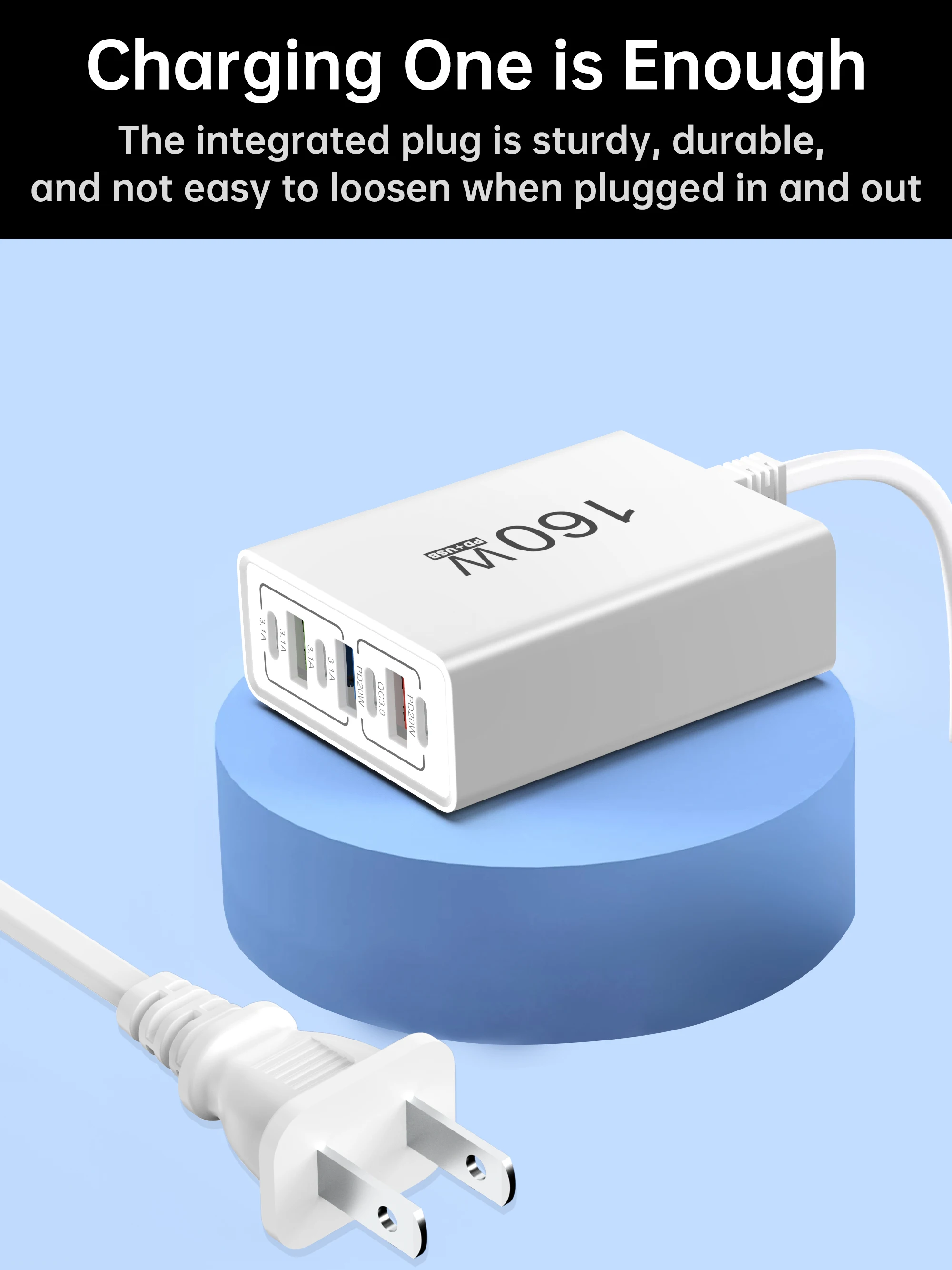160W USB Multi-Port-Ladegerät Typ C Schnellladegerät mit Mehrfachsteckdose für iPhone Samsung Xiaomi Huawei Honor Handy-Adapter – Detail 10