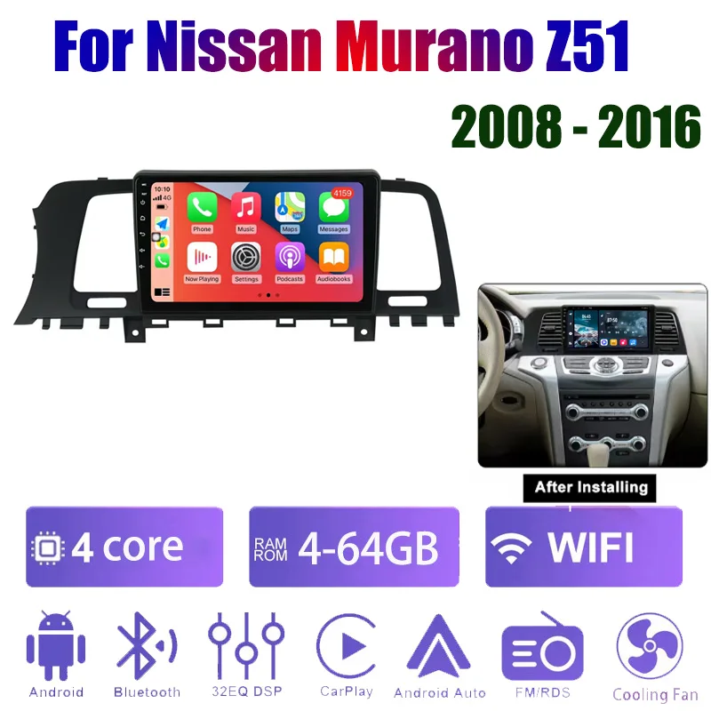 

9"Car Radio For Nissan Murano Z51 2008-2014 Multimedia Player Android Auto Wireless Carplay GPS Navigation Bluetooth Tools 2in
