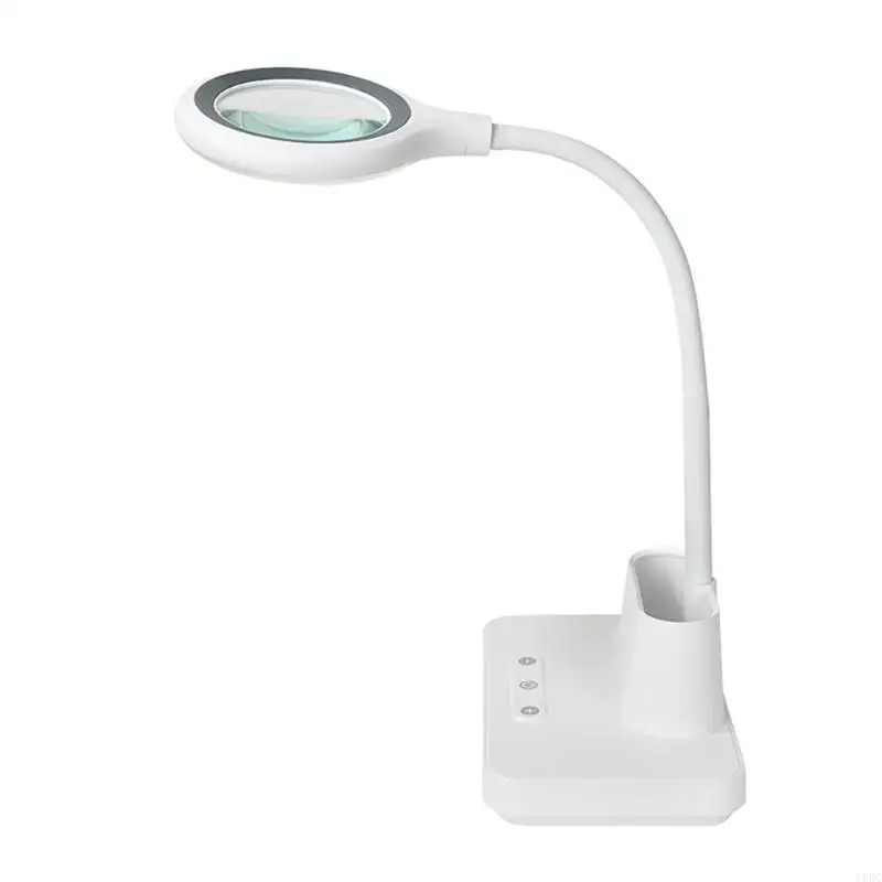 L8RC Multipurpose 5 Times Desk Lamp Magnifier With Three Light Setting And USB Charging for Crafts & Reading