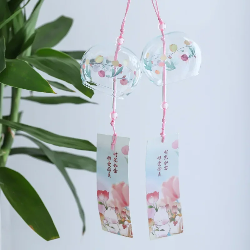 Wind Chime Bell Japanese Glass Chimes Garden Bells Hanging Ornament Outdoor Style Pendant Decorative Furin Good Ornaments Flower