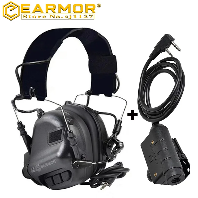 Earmor-M32 Mod4 Tactical Headphones, M51 PTT Adapter, Shooting Protection, Noise Canceling Headphones, Tactical Protection