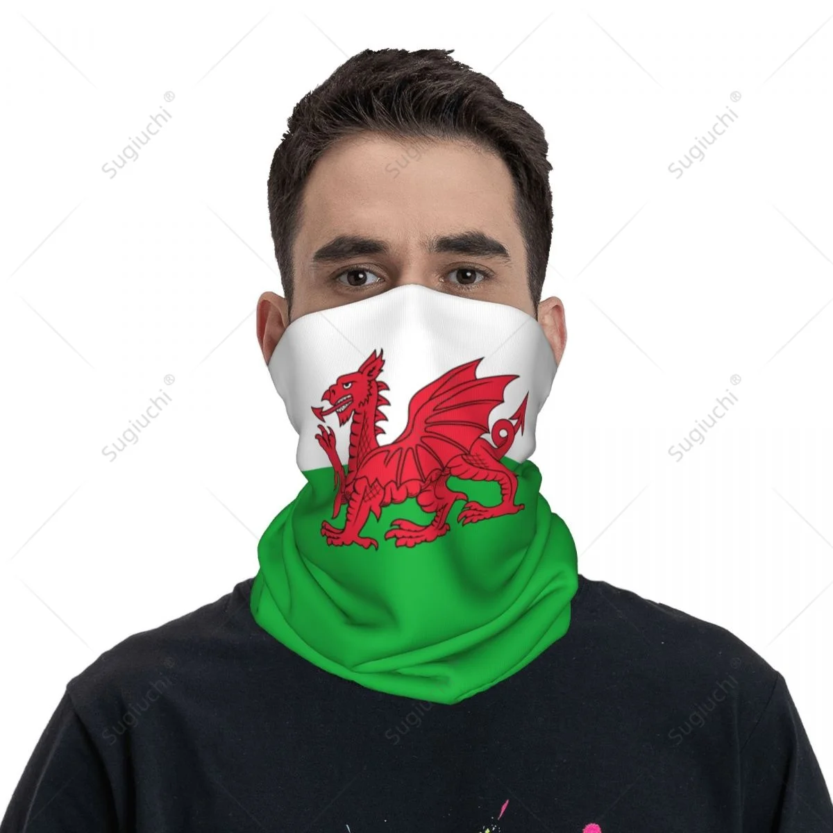 Unisex Wales Cymru Flag Neckerchief Scarf Neck Face Mask Scarves Neck Warmer Seamless Bandana Headwear Cycling Hiking