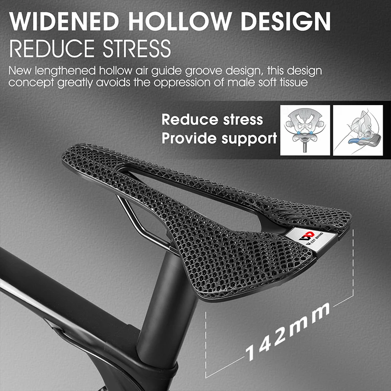 WEST BIKING 3D Printed Bicycle Saddle Zoned Shock-Absorbing Bike Speed Seat Road Bike Racing Triathlon Enduro Cycling Saddle