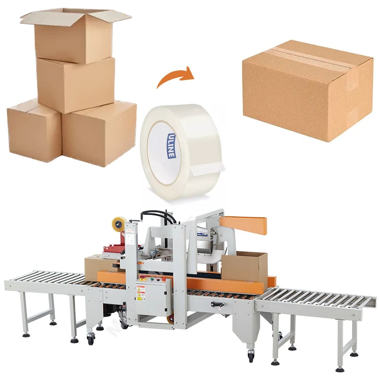 Carton  and Bottom Sealer Automatic Firm One-Line Tape Double Side Corrugated Carton Box Sealing Machine