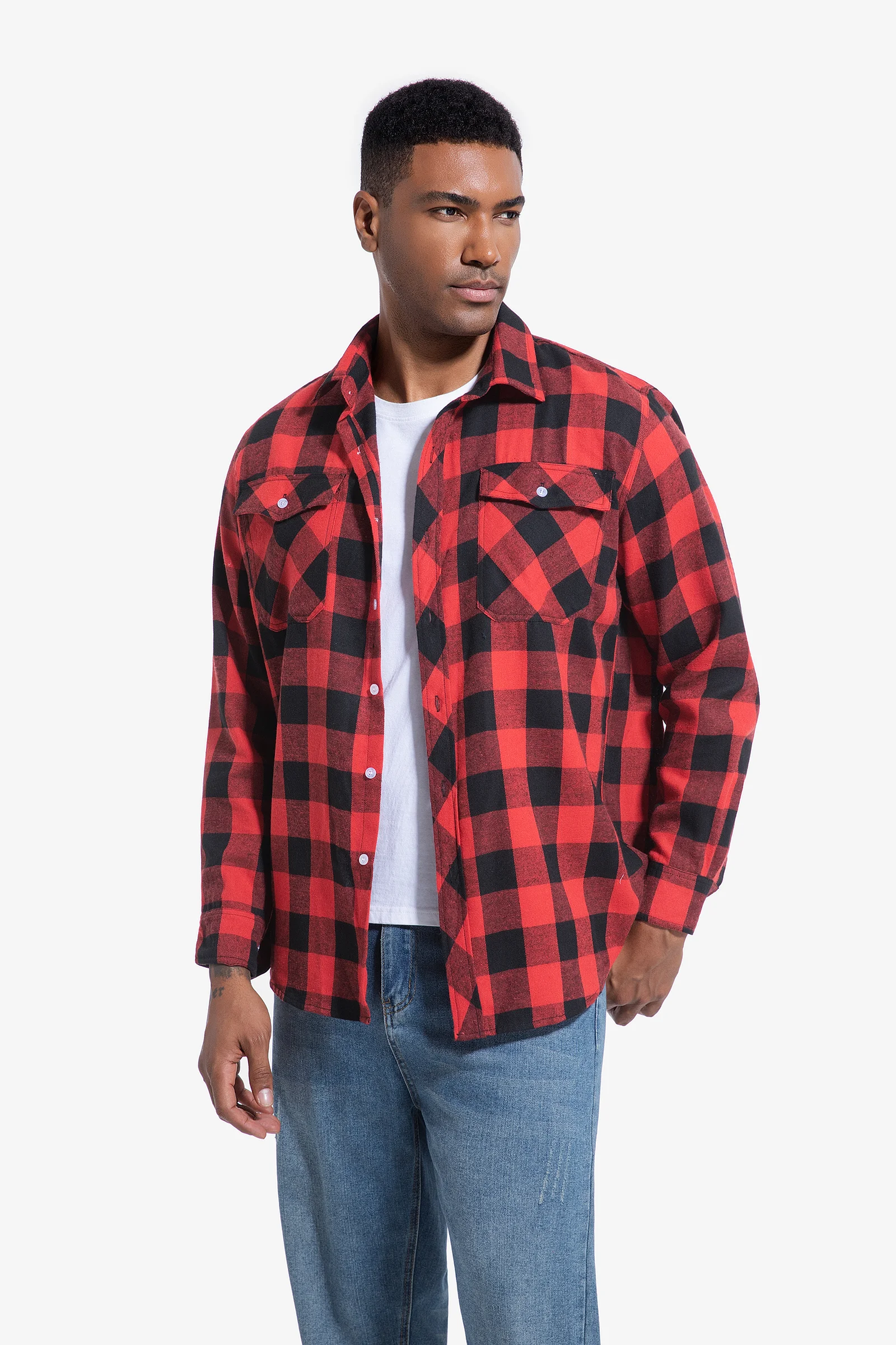

Men's Flannel Shirts Spring Autumn New Plaid Long Sleeve Casual Shirts with Buttons and Pockets Tops Man Classic Shirts