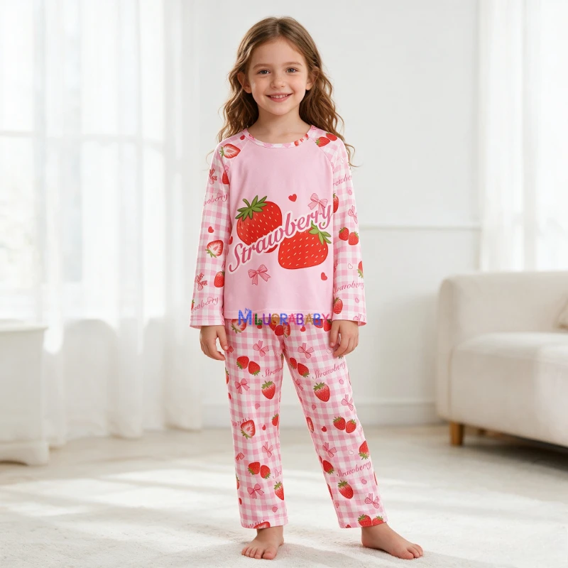 Frühling Herbst Kinder-Pyjama-Set Langarm-Homewear-Set Cartoon Lässige Baby-Dünnpyjamas Klimaanlagen-Bekleidungsset – Detail 4