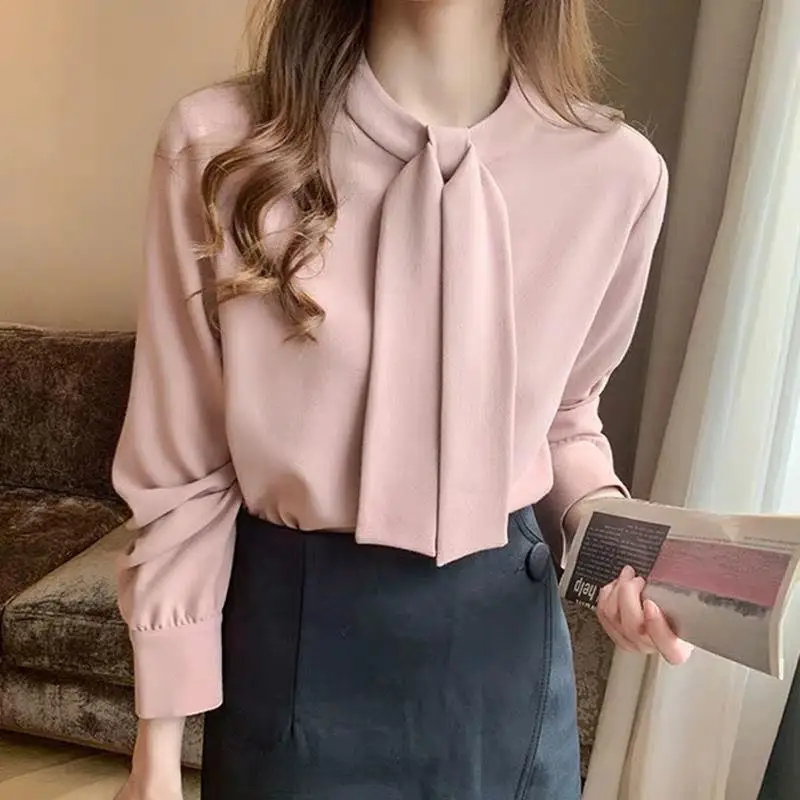 Spring Autumn New Solid Color Fashion Long Sleeve Blouse Women High Street Casual Loose Button Pullovers Elegant Zipper Tops