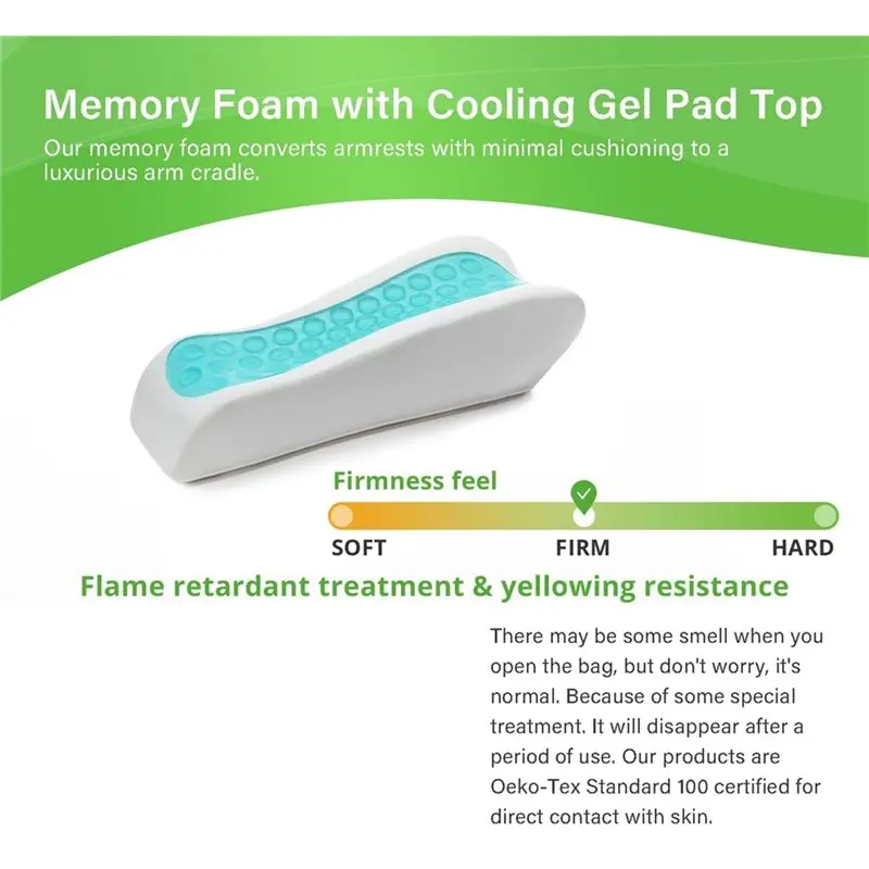 【LAST CHANCE】Ergonomic Office Chair Gaming Chair Armrest Cooling Gel Pads Elbow Pillow Pressure Relief Memory Foam