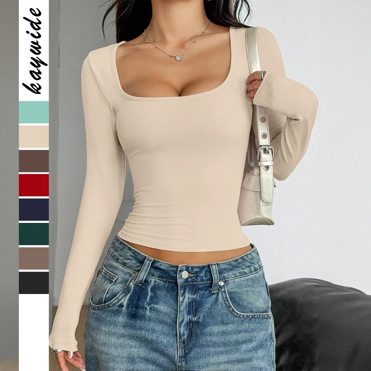 

Y2K New Arrival Women's Autumn Sexy Solid Color Elegant Long Sleeve T-Shirt Street Fashion Casual Slim-Fit Versatile Top