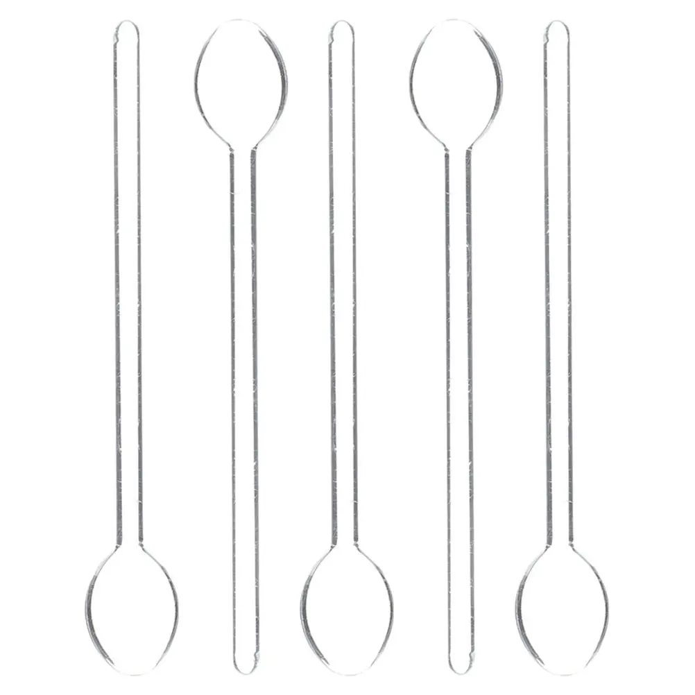 

5Pcs Heat Resistant Long Handle Glass Mixing Spoons Practical Coffee Stirrer Dessert Scoop Kitchen Tool for Home Cafe