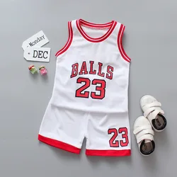 2022 New summer Child Cotton 2pcs Sets Sports Children Lovely Baby girls Boys Suit Fashion basketball Clothes Kids 1 2 3 4 year