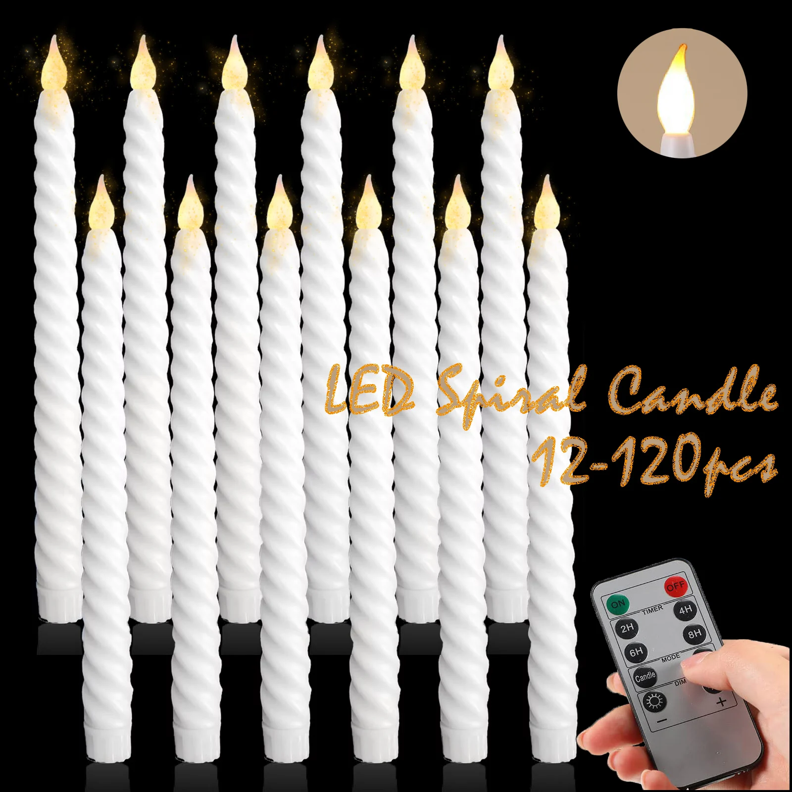 12-120 قطعة الزفاف عديمة اللهب تفتق الشموع LED دوامة شمعة بطارية تعمل الشموع الخفقان نافذة الشموع عشاء ديكور