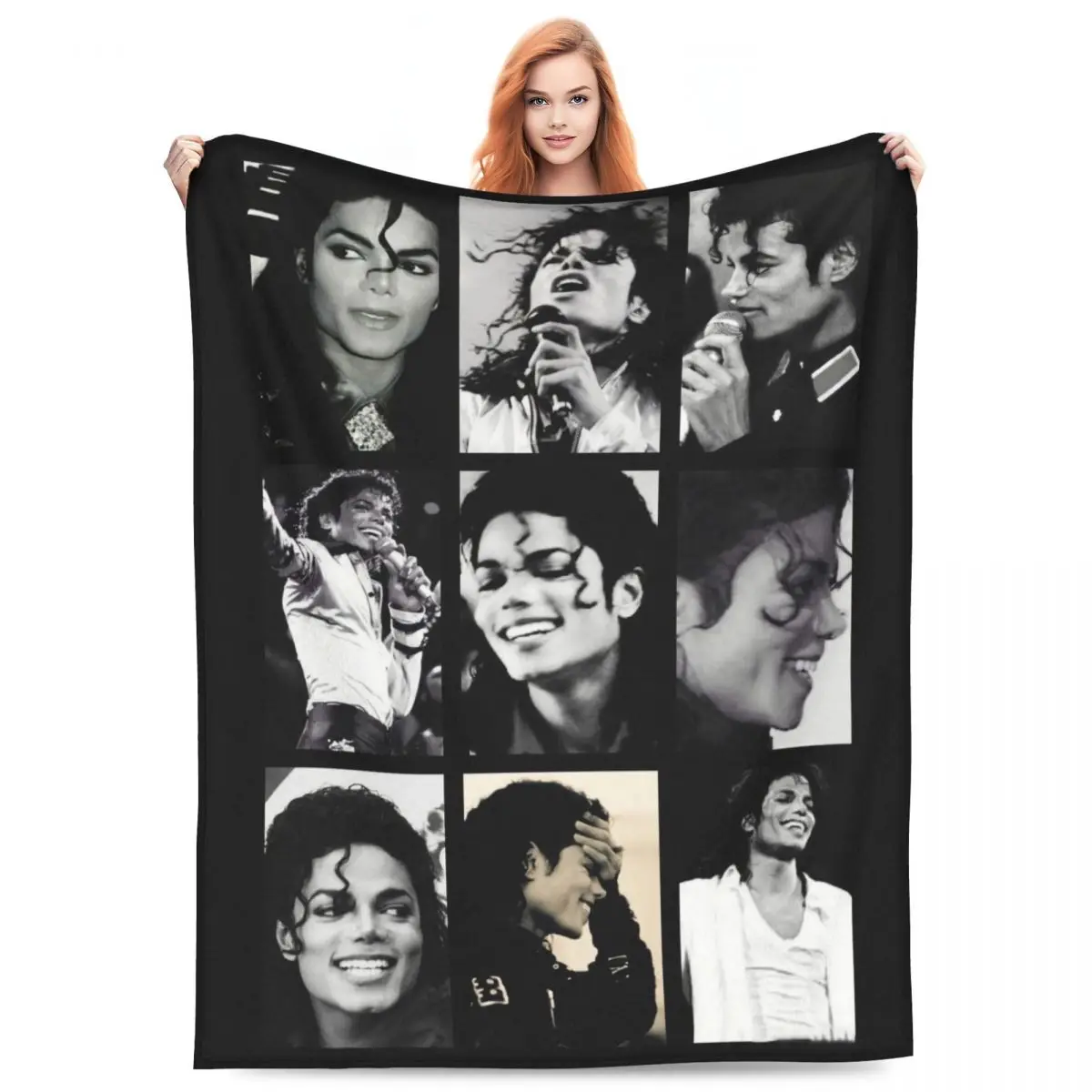 MJ M-Michaels Pop Singer Blanket J-Jacksons Photo Camping Flannel Throw Blanket Warm Soft Couch Chair Sofa Bed Bedspread Gift