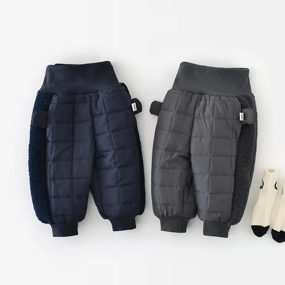 

2025 Winter New Baby Warm Trousers Solid Infant Girl Casual Pants Plus Velvet Thick Boys Cotton Padded Pants Toddler Clothes