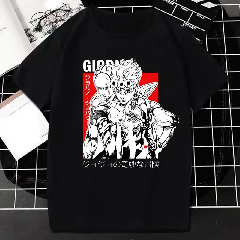 Japanese Anime JOJO Bizarre Adventure Graphic Print T Shirt Men Women Fashion Streetwear Short Sleeve Plus Size T Shirt Unisex