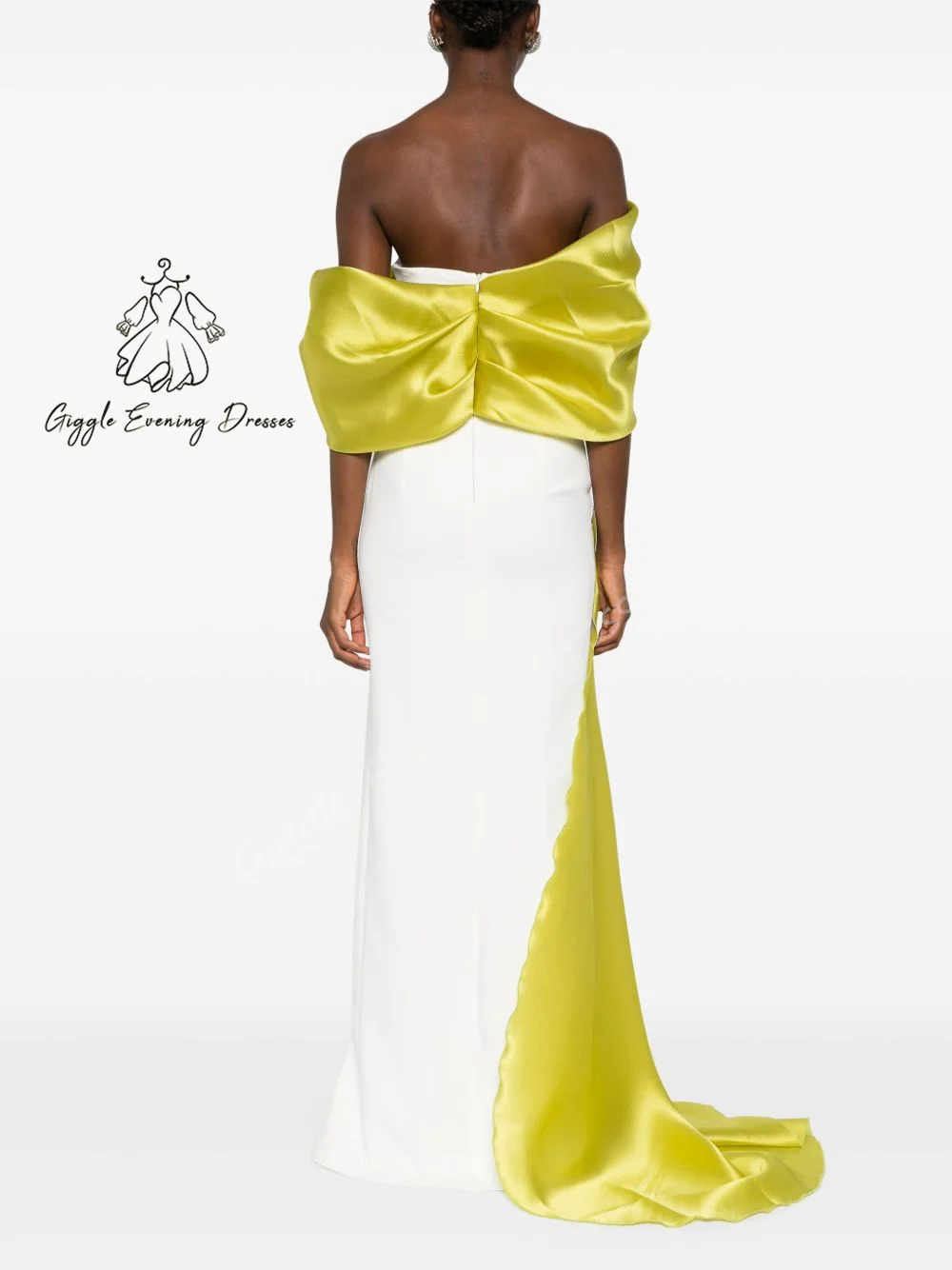 Giggle Customized Off The Shoulder Saudi Bright Organza Evening Gala Dress for women 2025 Short Sleeves Slit Cocktail Dress