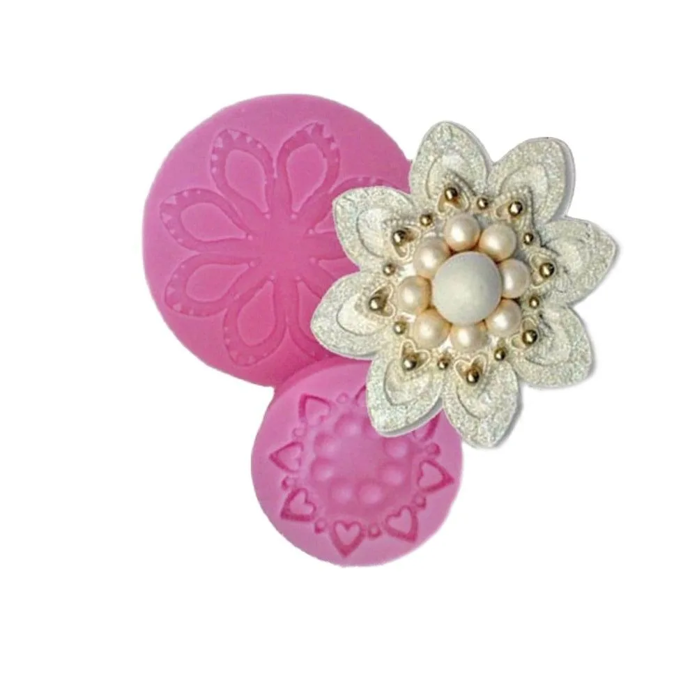 Jewelry Brooch Flower Silicone MOULD Cake Topper Chocolate Decorating Icing Sugarcraft DIY Mold 2 Pieces Suit