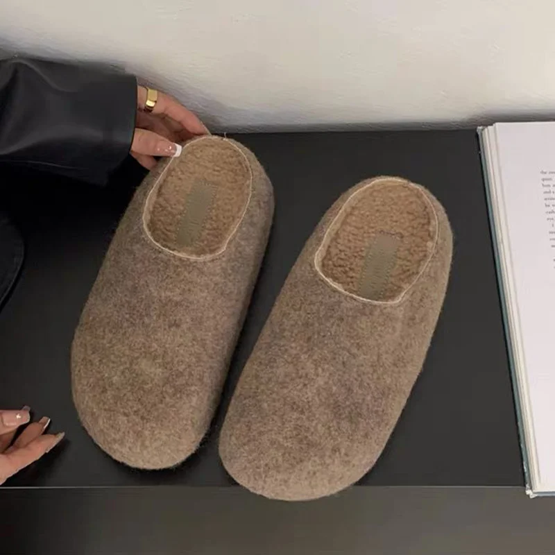 

Platform Women's Cotton Slippers Flats Fashion Mules Shoes Winter Suede Snow Boots 2025 New Brand Flip Flops Cozy Mujer De Botas