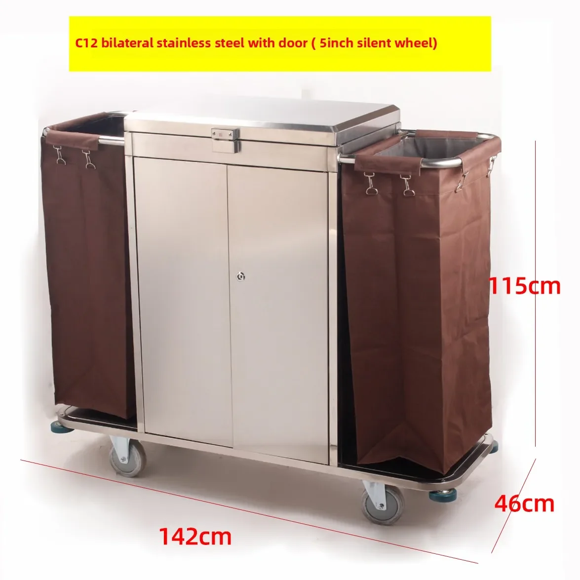 Hotel unilateral bilateral room work garage mouth cart Linen cart, hotel cleaning service cart Stainless   steel   cart