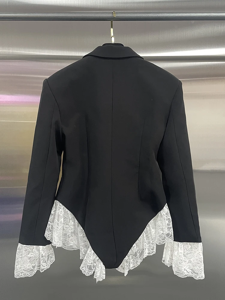 VGH otoño nuevo sólido Patchwork encaje mujer mono Blazer cuello profundo manga larga Sexy Club túnica monos estilo de moda femenina