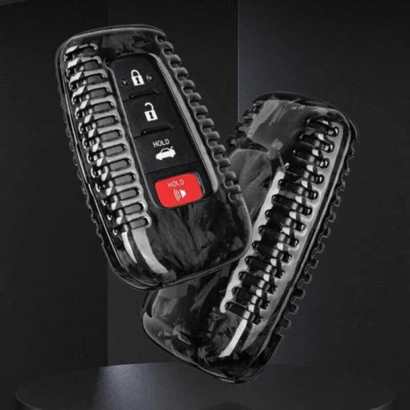 A + غطاء حافظة مفاتيح السيارة من ألياف الكربون لسيارة Toyota C-HR Camry Prius RAV4 GT86 Corolla #6