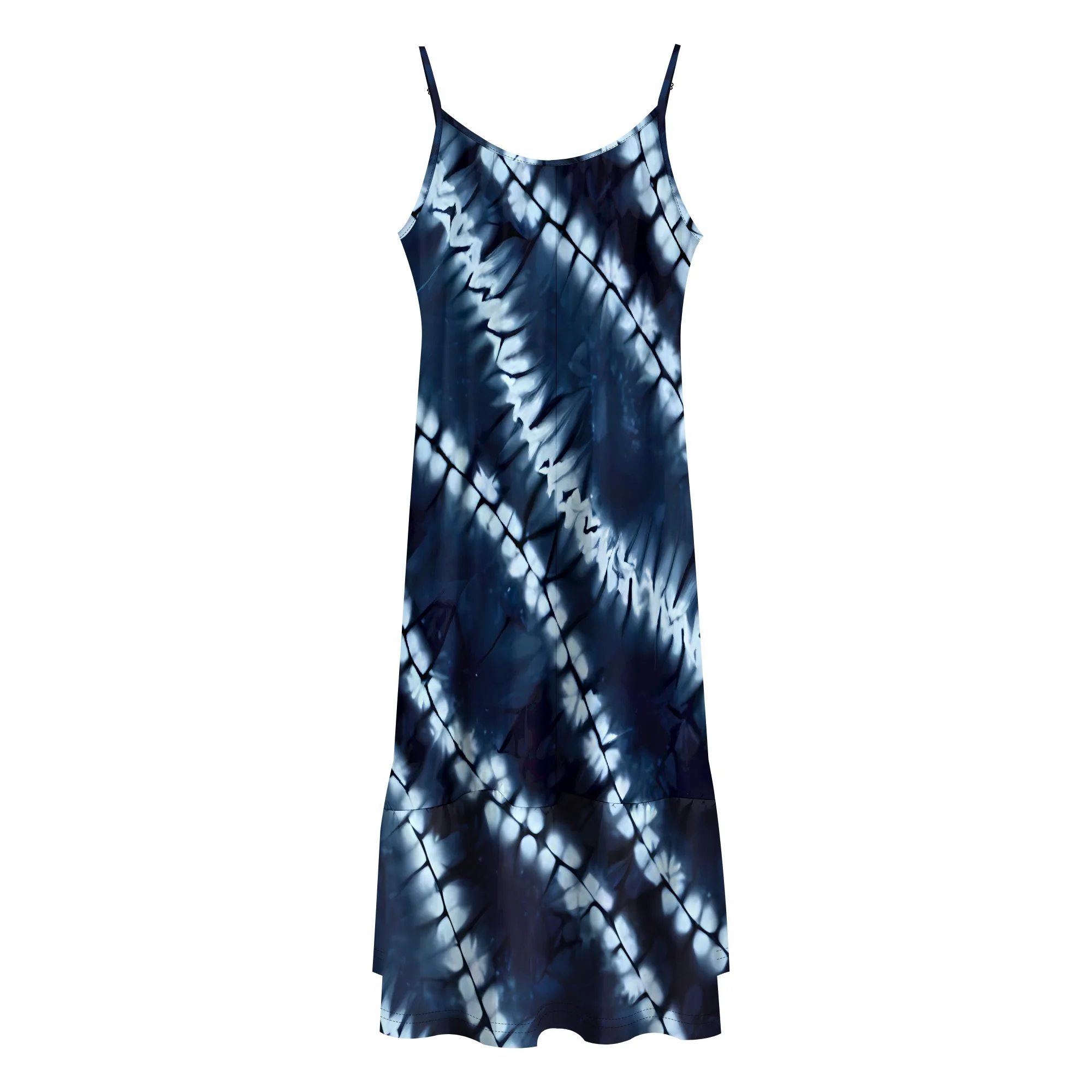 Vestido Nupusa Tie Dye Print para mulheres verão casual alça espaguete vestido midi em camadas