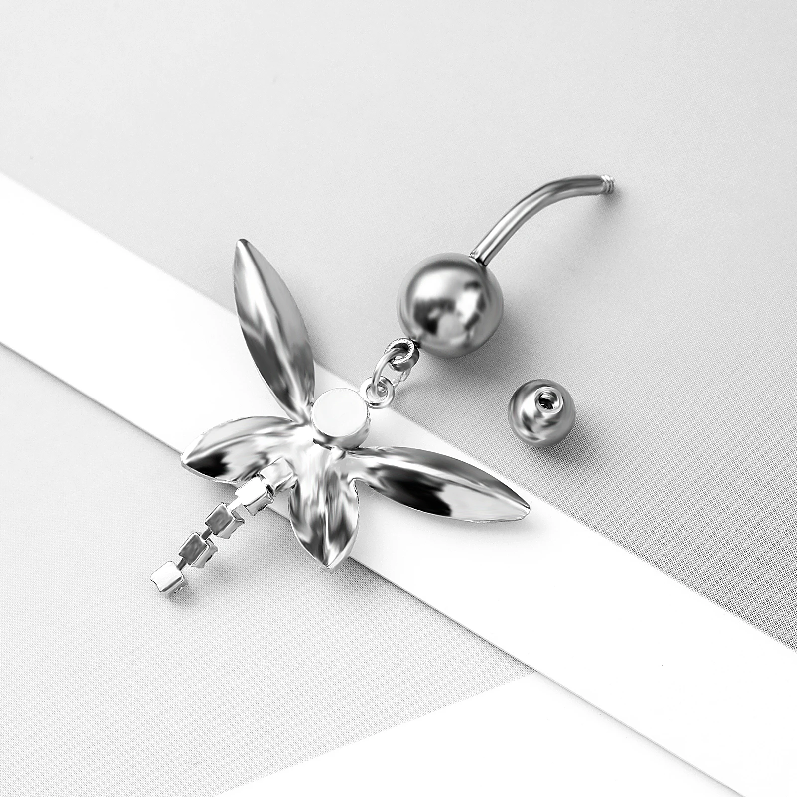 Stainless Steel Bellybutton Ring Claw Chain Dragonfly Not Allergic Body Piercing Bellybutton Bending Rod Piercing Jewelry