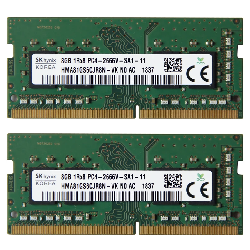 SK hynix DDR4 8GB 2666MHz RAM 1Rx8 PC4 - 2666V 1.2V Memória para laptop SODIMM Mini host