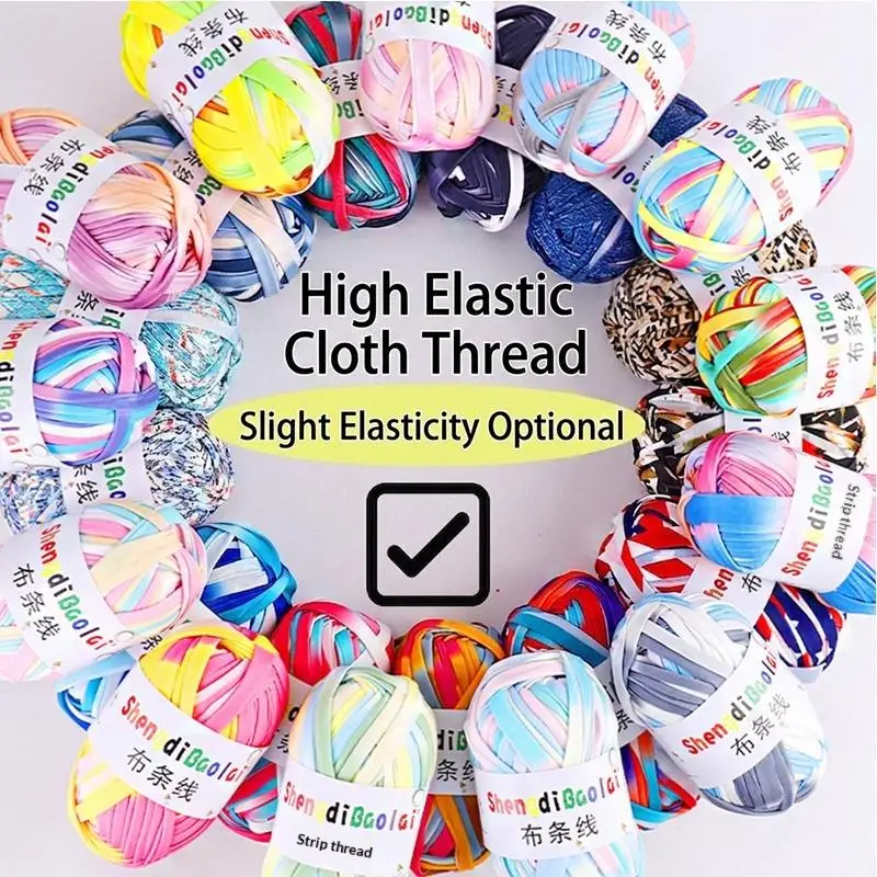 High Elastic Cloth Thread With Multiple Assorted Colors And Slight Elasticity For DIY Knitting Crochet Handmade Craft Projects
