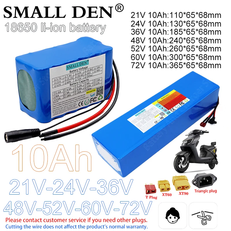 new 18650 21V 24V 29V 36V 48V 52V 60V 72V 10Ah 18650 Lithium battery pack 500W 2000W High-power lithium-ion battery pack, suit
