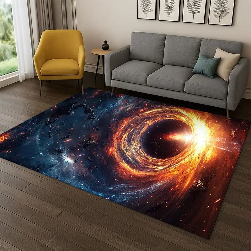 Universe Milky Way Space Stars Galaxy Earth Carpet Rug for Bedroom Living Room Sofa Doormat Home Decor, Area Rug Non-slip