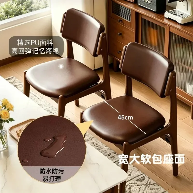 for Solid Wood Dining Chair Household Soft Bag Backrest Antique Restaurant Table Modern Simple Learning Stool