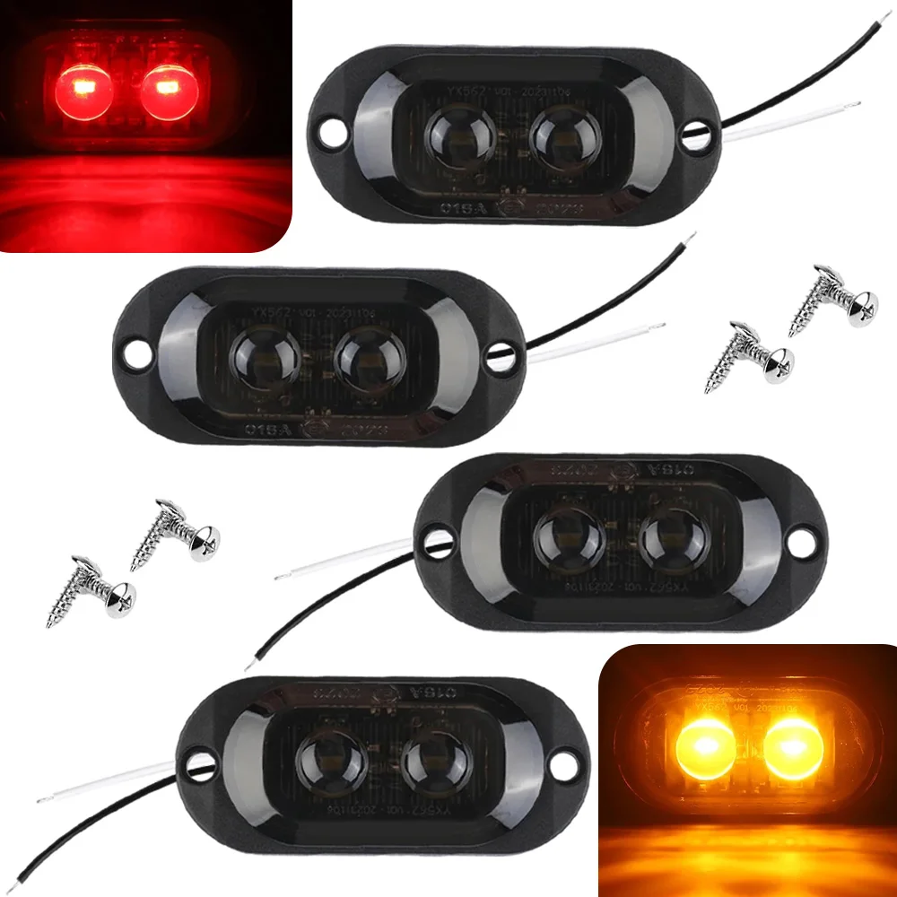 

2pcs 2LEDs Side Marker Light Signal Light Warning Traffic Light Universal For Trucks Vans Trailers RVs 12V–24V Lighting Systems