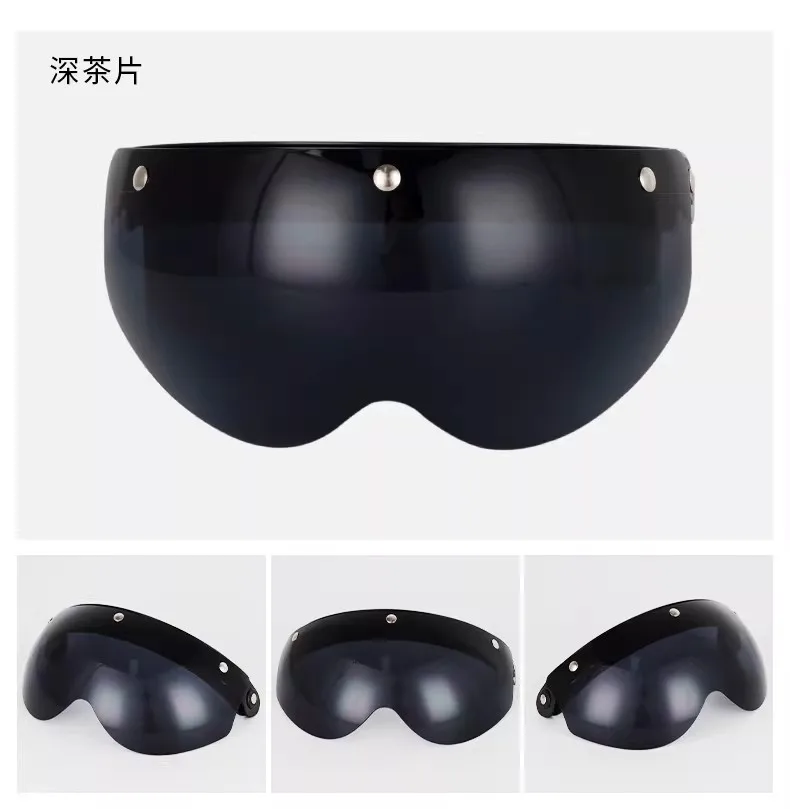 Universelles 3-Schnapp-Visier für Motorrad-Halbschalenhelme, Windschutz, hochklappbare Linse, Sonnenbrille, Halbschalenhelm-Visier, Windschutz – Detail 9