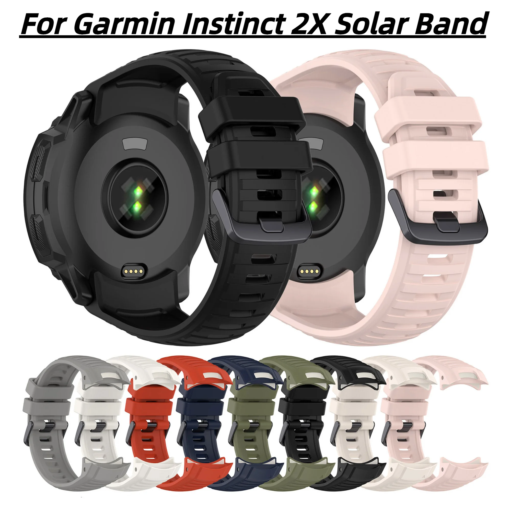 For Garmin Instinct 2X Solar Band, Adjustable Soft Silicone Replacement Sport Watch Wristband Strap for Garmin Instinct 2X Solar