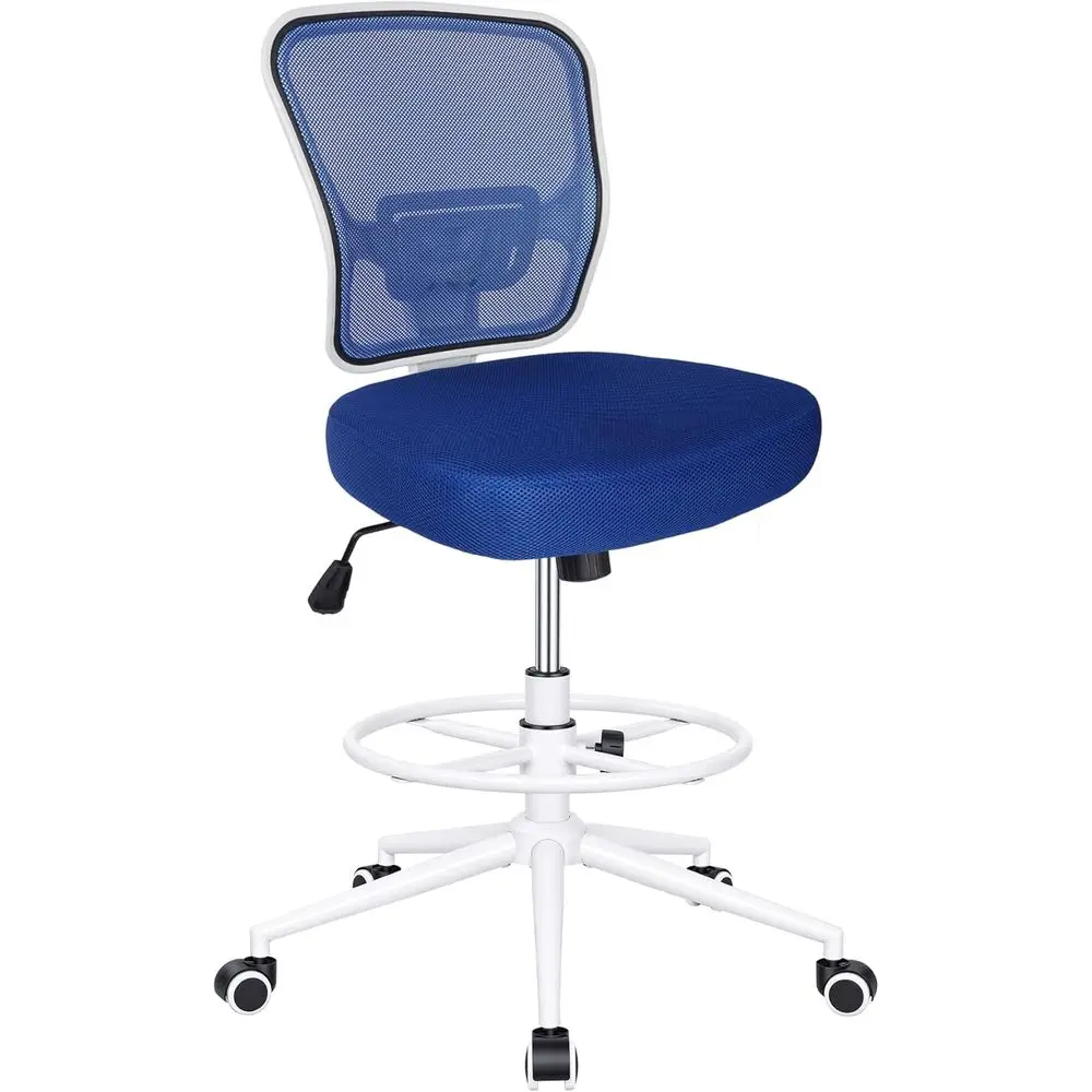 Adjustable Height Ergonomic Mesh Stool with Foot Ring for Tall Office Chairs or Standing Desks, Ideal for Compact Spaces