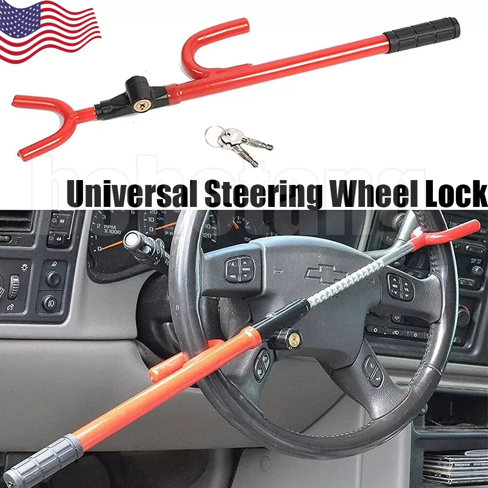 

Universal Steering Wheel Lock Antitheft Device Car Security Lock With 2 Keys Adjustable Length Hook for Car Van Truck SUV