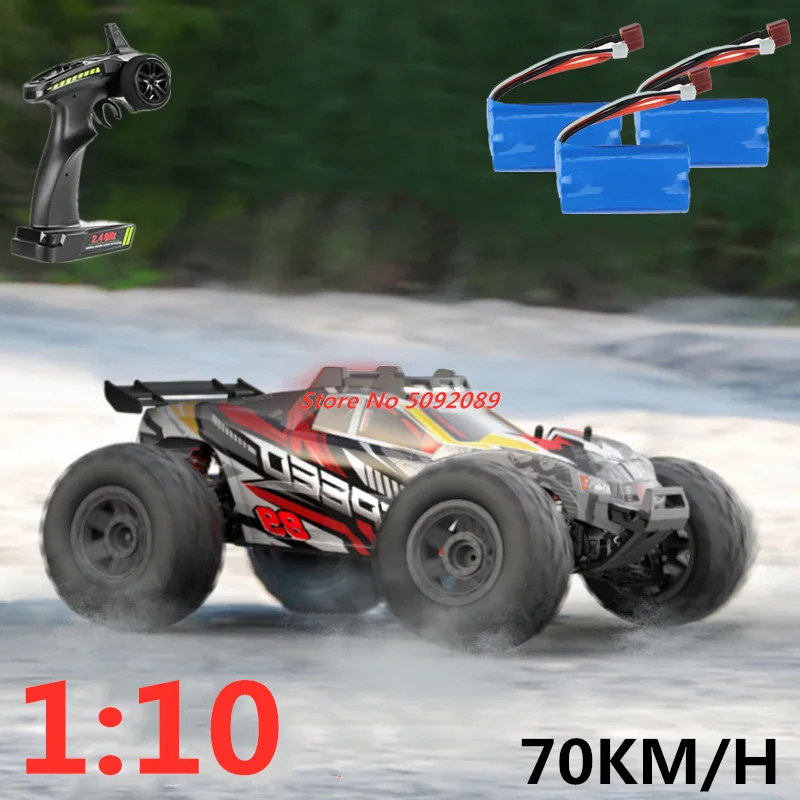 70KM/H 1:10 High-SpeedRemote Control Drift Racing Car 2.4G 4WD Alloy Metal Auxiliary Wheel 4WD Lighting RC Truck Car Toys  Model