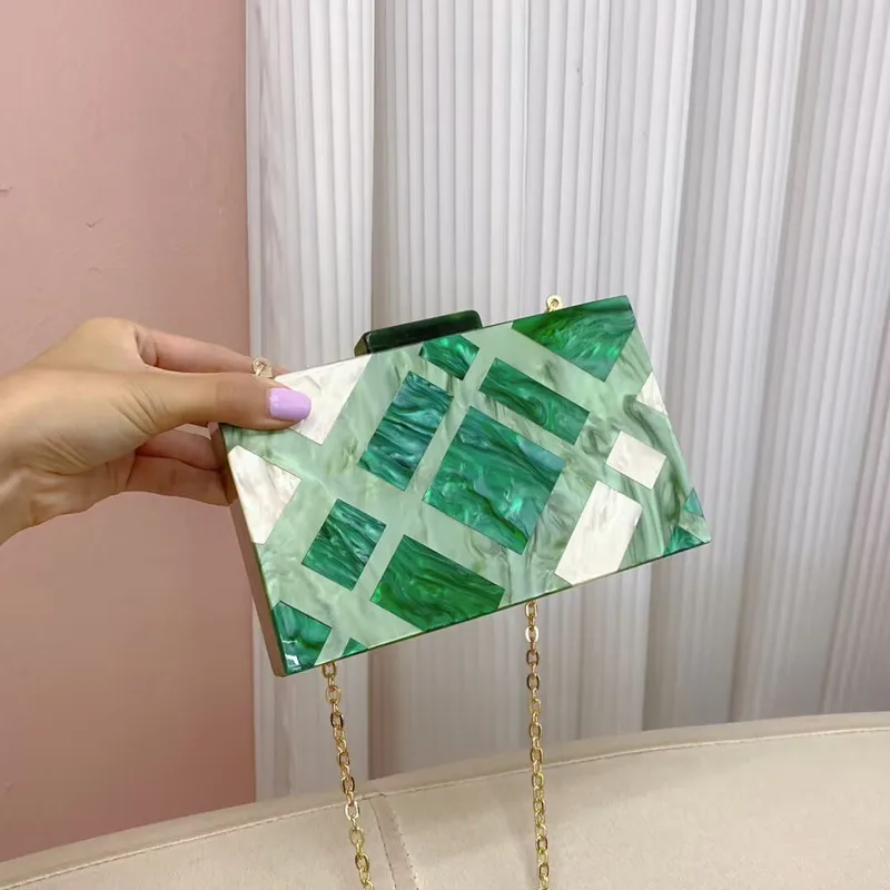 2024 New Marble Grid Color Matching borsa acrilica borsa da donna a tracolla pochette da sera borsa da donna firmata per feste di matrimonio