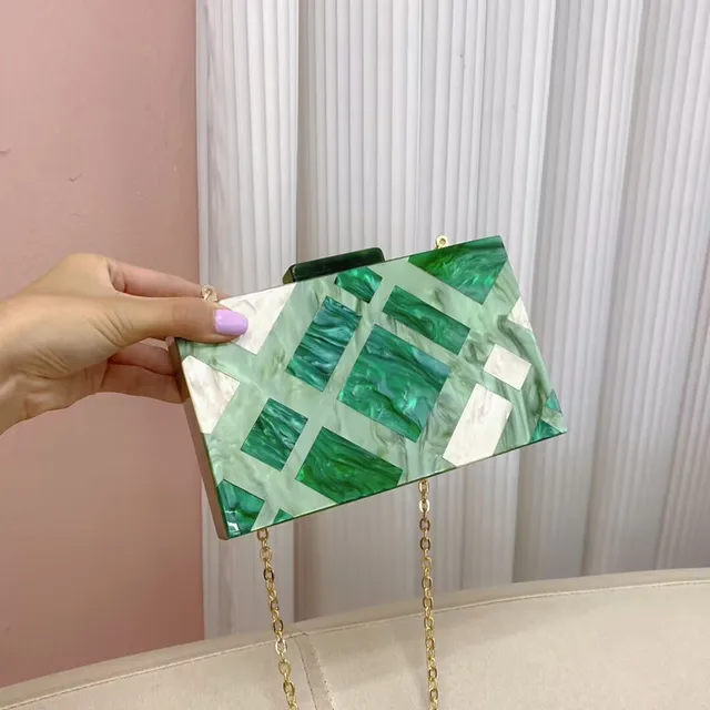 2024 nowa marmurowa siatka dopasowana kolorystycznie akrylowa torebka damska wieczorowa kopertówka na ramię torba wesele projektantka torebka damska Box