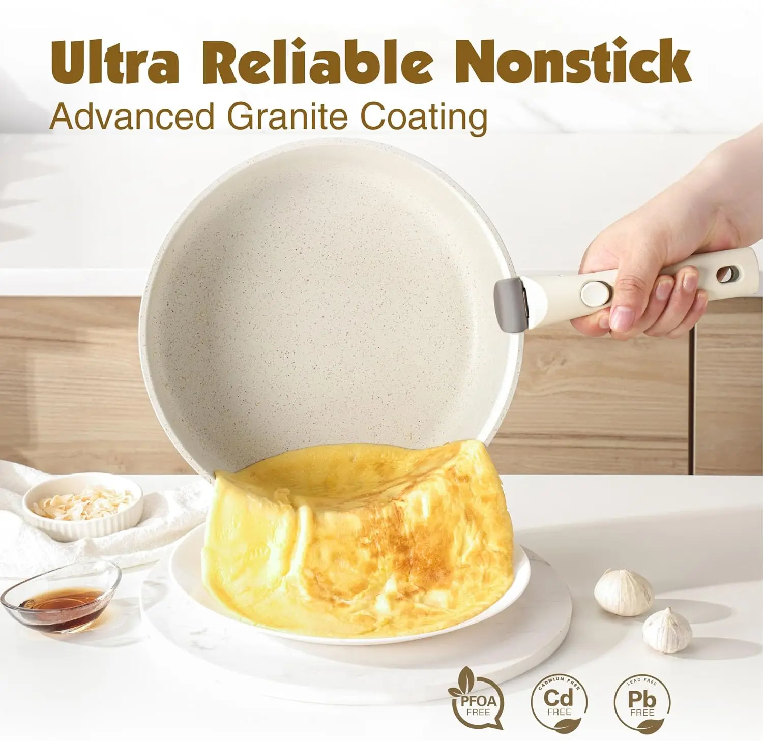 24 Piece Pots and Pans Set, Nonstick Detachable Handle Cookware, Induction Kitchen Cookware Set with Removable Handle