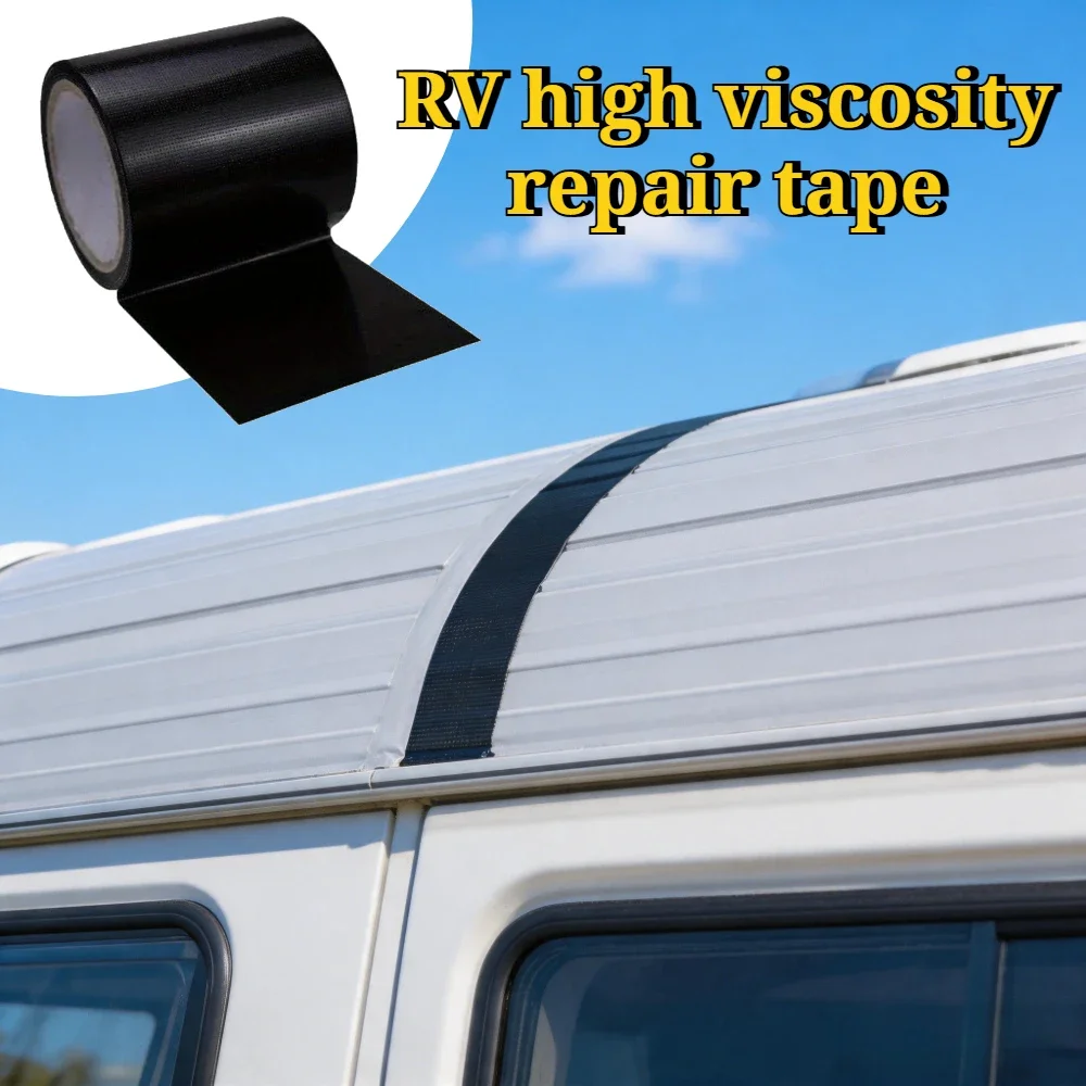 RV Black White Tape 1 Rolls Waterproof Leak Repair Tape for Umbrella Canopy RV Roof Window Greenhouse, Strong Adhesive