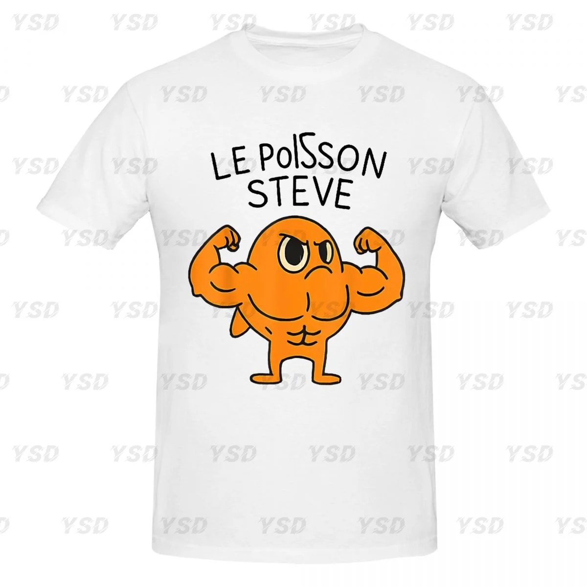 Le Poisson Steve Eng anliegendes Sport-Baumwoll-T-Shirt für Herren, Sportbekleidung für den Fitnessraum, übergroßes T-Shirt