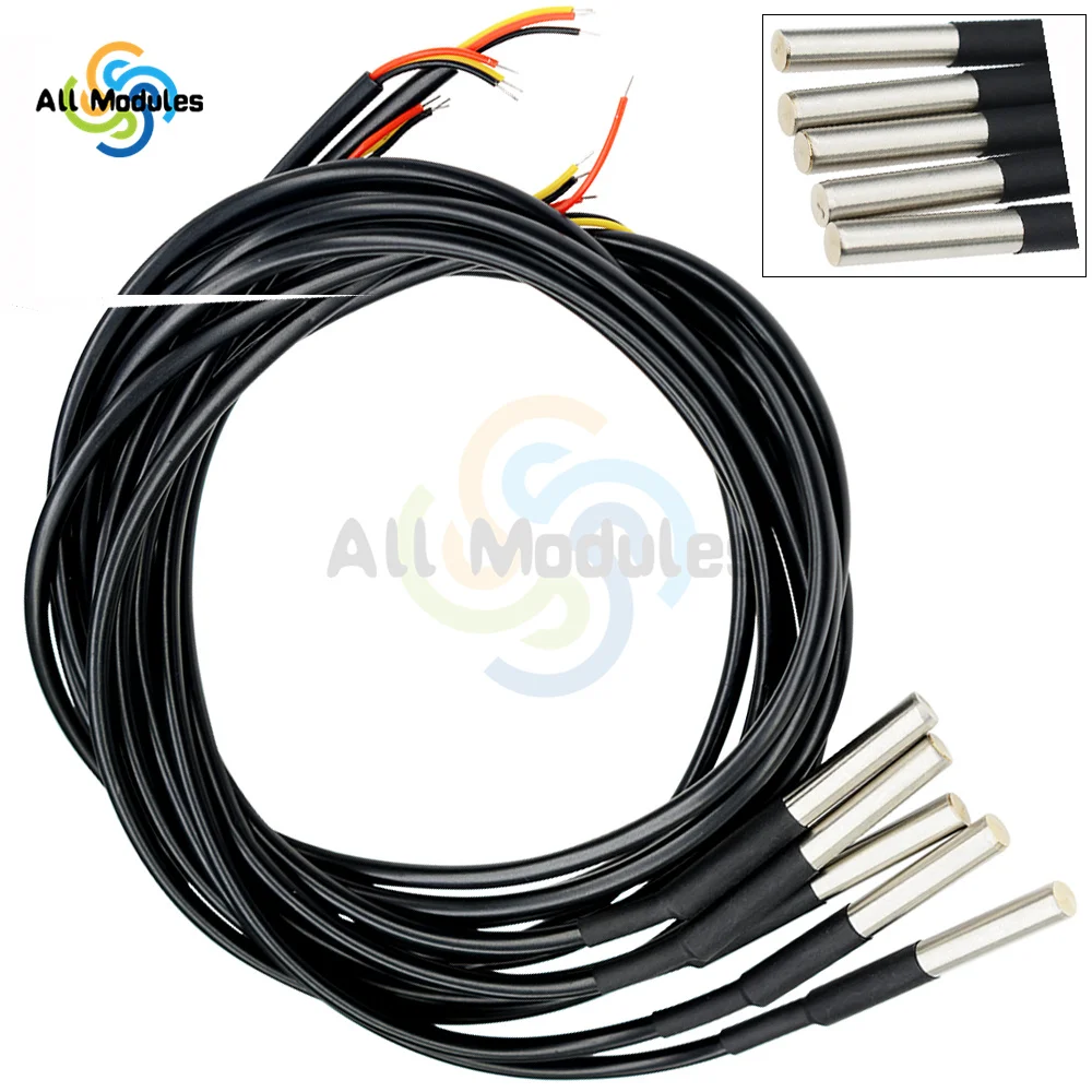 diymore DS18B20 DS1820 Stainless steel package Waterproof DS18b20 temperature probe temperature sensor 18B20 For Arduino