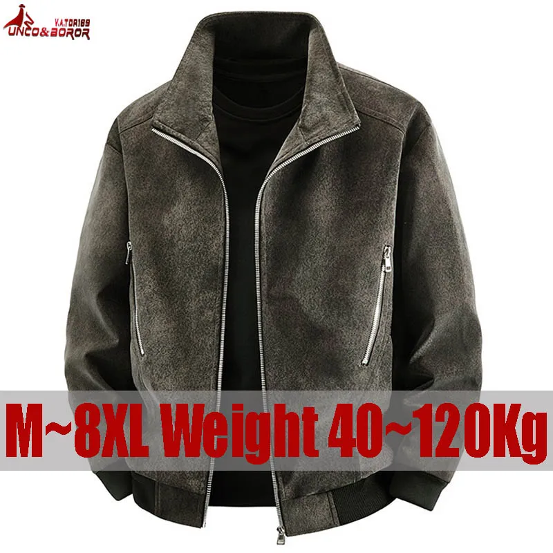 

Большие размеры 7XL 8XL, осенние мужские кожаные пальто с воротником-стойкой, мужская зимняя байкерская мотоциклетная кожаная куртка, мужская деловая повседневная куртка